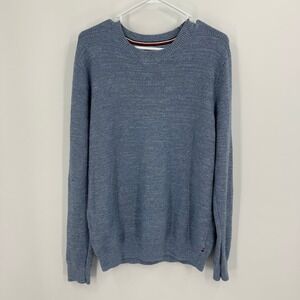Tommy Hilfiger‎ Mens Crew Neck Sweater Blue Textured Knit Size XL Cotton Blend
